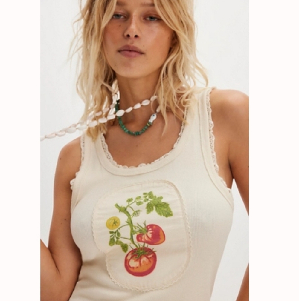 We The Free Ivory Tomato Graphic Tank Top
